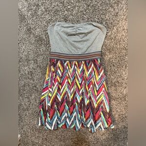 Xhilaration Multicolor Strapless Chevron Dress size Medium